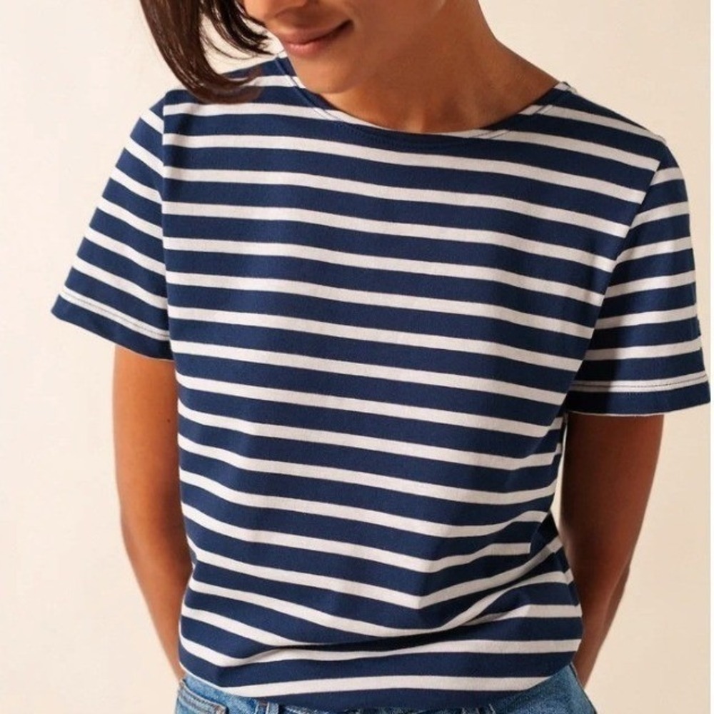 Saint James Navy Striped Short Sleeve Breton Tee Shirt Size Small